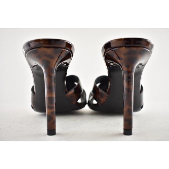 Saint Laurent Tribute 85 Mule Sandal Black Brown Patent Leather Backless Heel 38 - Picture 16 of 16